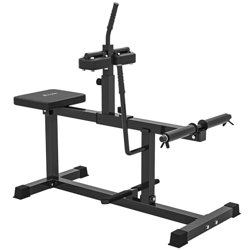 Soozier Seated Calf Raise Machine for Home Gym Waist Arm Training | Adjustable Calf Machine Leg Extension - color: Black