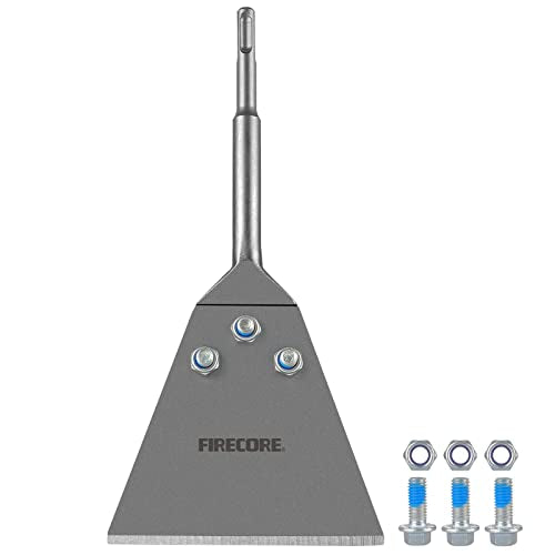 Firecore SDS Plus Floor Scraper with Spare Bolts and Locknuts, 5 Inch x 11 Inch Tile Removal Chisel Tool Long Handle Heavy Duty for Rotary Hammer Drill, Thinset Scraper Adhesives Remover FS22510 - style: 5" Floor Scraper