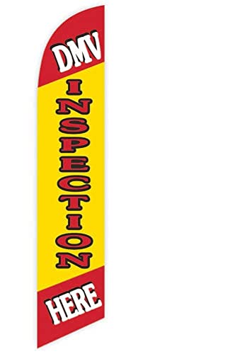 GLOBAL ADVERTISING SOLUTIONS Auto Repair Feather Flag Eye Catching Banner Sign for Business and Marketing Complete Set with 15 ft Pole Kit and Ground Spike (DMV Inspection Here) - style: DMV Inspection Here