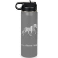 LaserGram Personalized 20oz Water Bottle, Horse (Gray) | Engraved Gift, Vacuum Insulated Stainless Steel, Flip-Top Straw Lid, Laser Engraved With Your Name - color: Gray, size: 20 Ounces