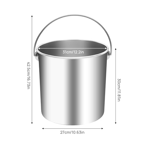 20L/5.2 Gal Stainless Steel Bucket with Lid & Handle, Silver Milk Pail | Metal Bucket Multipurpose Storage Container for Pet Food Rice Sand Ice - size: 20L