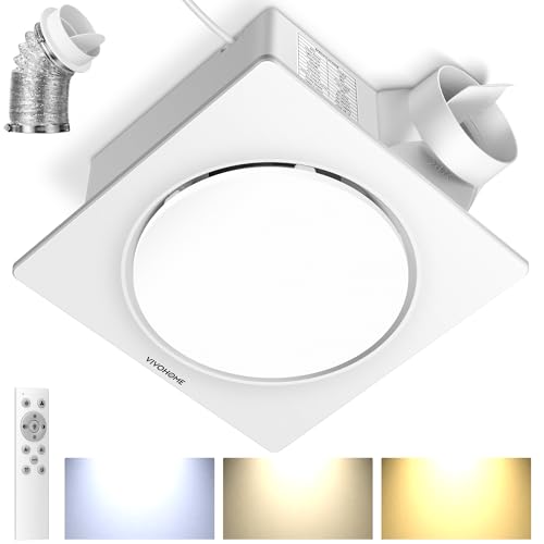 VIVOHOME Bathroom Exhaust Fan with Light & Humidity Sensor (160-110-50CFM) | Autoflow, 2700K/4000K/5700K & EC Motor, Retrofit Ceiling Mount Bath Fan, No Attic Access Needed (Install Kit, 4-in Duct) - style: 3CCT Lights & 160-110-30CFM