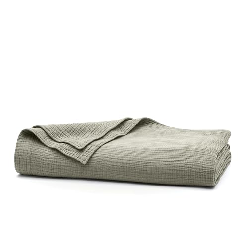 BOLL & BRANCH Dream Bed Blanket, Twin/Twin XL, Sageleaf | Luxury 100% Organic Cotton - Soft, Lightweight and Breathable - Cloud-Like Touch - color: Sageleaf, size: Twin/Twin XL