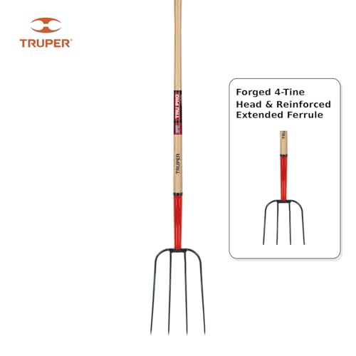 Truper TruPro 4-Tine Forged Manure Fork, 54-Inch - size: 54-Inch, style: Tru Pro - Manure Fork 4-Tine
