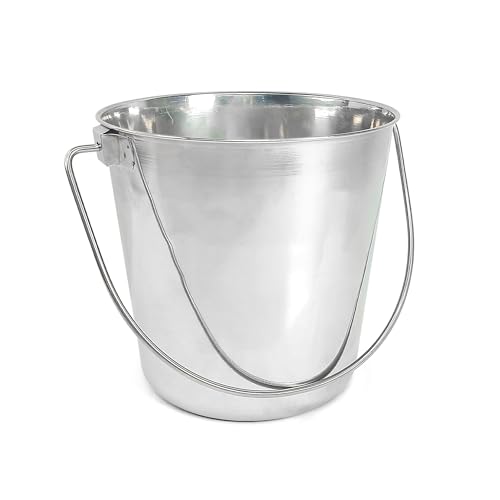 1 Gallon Stainless Steel Bucket - Durable Metal Bucket 4 Quart | Rust-resistant Bucket For Food Prep Cleaning Feeding & Watering Pets & Livestock - For Crates Kennel Cages & Fences - size: 4 Quarts