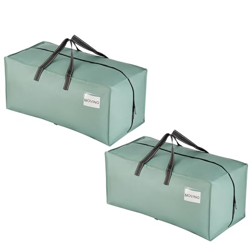 VENO 2 Pack Heavy Duty Moving Bags with Backpack Straps, Zippers & Handles, Extra Large Packing Bags for College Dorm Essentials, Moving Supplies Alternative to Cardboard Moving Boxes - color: Light Green Matte, size: 2 Pack