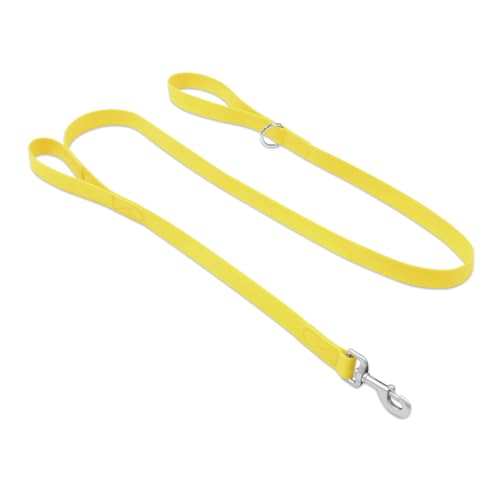 Waterproof Dog Leash with Double Handle, 6 FT Durable Odor-Proof Dog Leashes with Strong Aviation Aluminum Hooks Fits Small Medium or Large Dogs - color: Yellow, size: 6FT - Double Handle