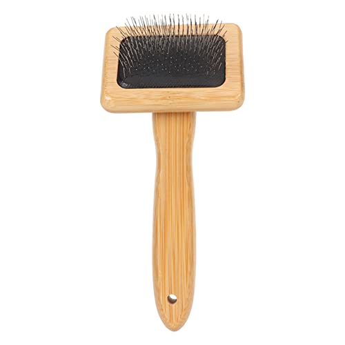 Fockety Sheepskin Wool Brush, Macrame Slicker Comb Pet Slicker Brush with Wood Handle, Removing Shedding and Dirt, All Hair Types, Cats, Dogs, Fabric Care Enthusiasts, All Ages - size: S