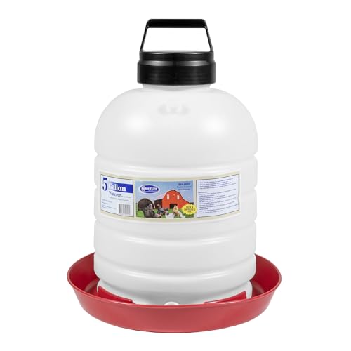 FARM-TUFF Hanging Chicken Waterer, 5 Gallon Capacity - Plastic Poultry Fountain with Top Fill Design - Automatic Water Dispenser for Chickens, Ducks, Turkeys & Game Birds - size: 5G