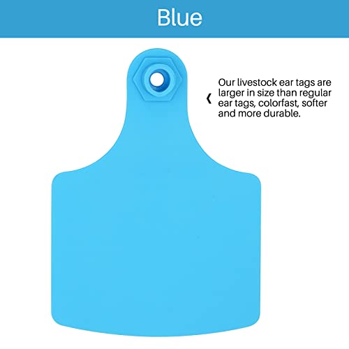 4.1" L×3.5" W Cattle Ear Tags Big Blank 100PCS Livestock Identification TPU | Cow Ear Tags for Cattle Laser Tags for Cows Pigs Hog Goats Sheep Calf Animal Goat Sheep Earring Tags Non-fading (Blue) - color: 5-blue