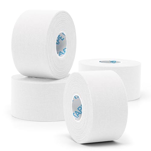 OK TAPE 4 Rolls White Athletic Tape, Sports Tape, Very Strong, Easy Tear | Medical Tape, Wrist Tape, No Sticky Residue, Secure Ankle, Finger, Knee- 1.5inch x 15yards - color: White-4 Rolls, size: 15 yards