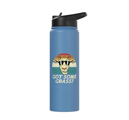 Goat Got Some Grass Retro Farm Animal Farmer Men Women Kids Stainless Steel Insulated Water Bottle - color: Light Blue