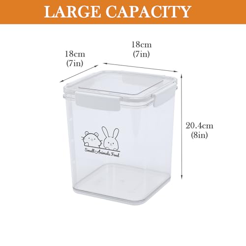 Small Animal Food Storage Box,Airtight Pet Food Storage Containers with Scoop,4.23 Qt Guinea Pig Food Container Storage Keep Fresh,Animal Food Containers for Hamster/Rabbit Dry Food Containers(Clear)