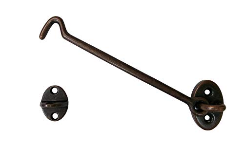 Heavier Duty Brass Door Hook Latch & Eye, 6", Antique Copper, 2 Pack, Made in Taiwan - color: Antique Copper, size: 2 Pack (6")