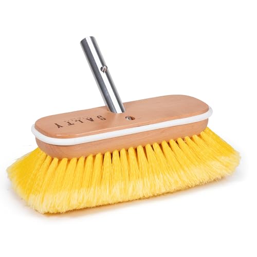 Salty Captain Soft Bristle Boat Deck Brush | Gentle Cleaning for Fiberglass, Glass & Polished Surfaces – Durable Marine-Grade Design - style: Brush Soft (Pole not included)
