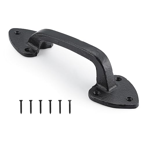 WellMade Barn Door Handles, Black Gate Handle, 7.5 in Rustic Metal Door Pull Handle Hardware for Wooden Garden Gate Shed Cabinet - size: 1 Pack