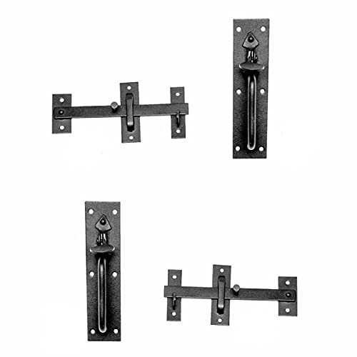 Renovators Supply Manufacturing Black Iron Norfolk Thumb Door Latches Traditional 7" H Suffolk Thumb Gate Or Door Latches Black Powder Coated Two Sided Colonial Locks with Mounting Hardware Pack of 2 - color: Black Iron Norfolk, size: Pack of 2