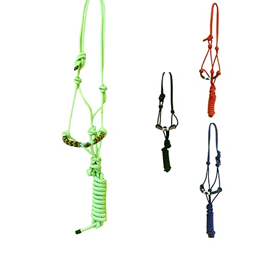 Majestic Ally Padded Beaded Nose Braided Rope Halter with 10' Matching Lead - Full (Lime Green) - color: Lime Green