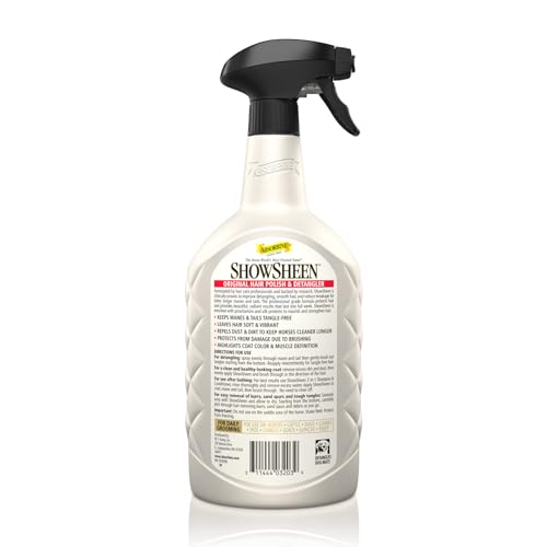 Absorbine ShowSheen Hair Polish & Detangler, 32 fl oz Quart Spray Bottle | Mane & Tail, Pro-Vitamins, Silk Proteins, Lustrous Shine, Reduces Hair Breakage, Promotes Longer Healthy Hair, Horses & Dogs - size: 32 fl oz Spray Bottle