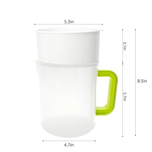 1.6 Quart Food Strainer Press Filter Bag Replacement, Juicer Pitcher with Built-in Drainer for Juicing Use After, Yogurt, Nut Milk, Soy Milk, Pulp Dairy Maker (1 Set, 5 Parts)
