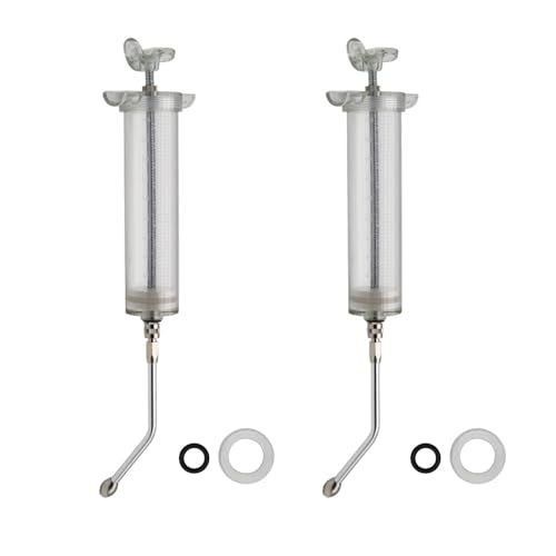 2Pcs Clear Reusable Goats Syringe Pet Feed Water Filler with 2 Drench Nozzle, Adjustable Dosage Drench Gun Syringe for Bird, Cattle, Sheep, Goats, Horse, Pig, Dog Feeding Supplies (100ML) - size: 100ML