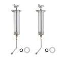 2Pcs Clear Reusable Goats Syringe Pet Feed Water Filler with 2 Drench Nozzle, Adjustable Dosage Drench Gun Syringe for Bird, Cattle, Sheep, Goats, Horse, Pig, Dog Feeding Supplies (100ML) - size: 100ML