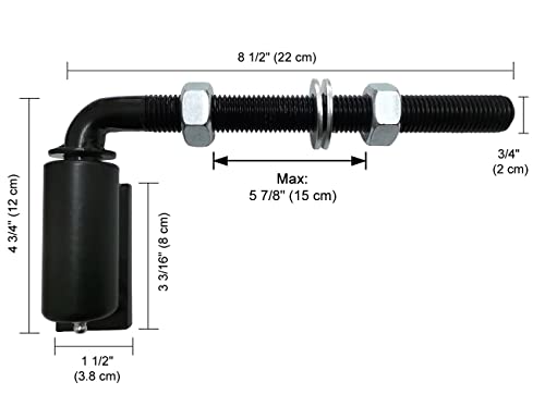 Universal Industrial Heavy Duty 3/4" J-Bolt Gate Hinge Steel Pivot Hinge Welded Hinge for Welding on Larger Iron or Steel Gates, Adjustable 8 1/2" Long Bolts Ball Bearing (Sold as A Single)