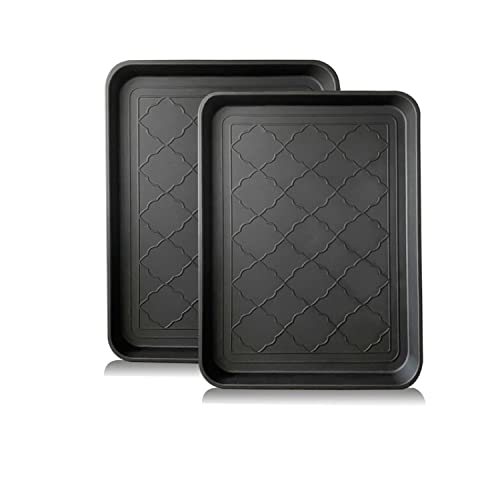 PetLike Boot Tray for Entryway Indoor, Pet Food Mat, 16.7 x 12.8 inch 2 Packs, Waterproof Shoe Tray for Indoor and Outdoor, Multi-Purpose Traysfor Boots, Shoes, Pets, Garden - color: Black, size: 16.7x12.8 INCH