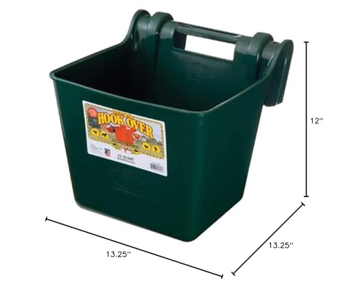 Little Giant HF15GREEN Heavy Duty 15 Quart Mountable Plastic Hook Over Feeder, Green (2 Pack)