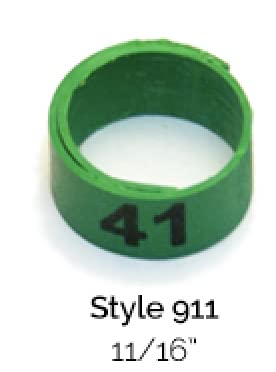 Legbands for Chickens, Gamefowl, Quail, & Poultry (Numbered) (PK. 25) (Size 11, Green) - color: Green