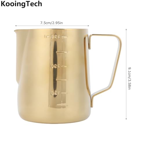 Frother Cup Milk Frother Gold Frothing Pitcher with Scale 350ml | Milk Frothing Cup Stainless Steel Home Office Coffee Frother Cups for Gold Coffee Bar Accessories