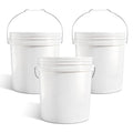 2.5 Gallon Bucket for Cleaning, Small Extra Thick Plastic Bucket with Metal Handle, Food Grade, BPA Free (White, 3 Pack, No Lid)