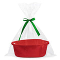 Pro Goleem Small Woven Basket with Gift Bags and Ribbons Durable Baskets for Gifts Empty Small Rope Basket for Storage 12"X 8" X 5" Baby Toy Basket with Handles, Red - color: red