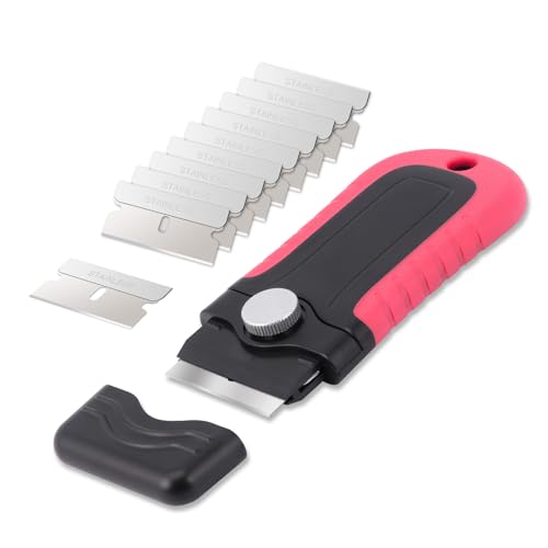 Gomake Floor Scraper Heavy Duty 6" Wide Razor Blade Scraper Tool with Adjustable Long Handle 17‘’-59" （1.4ft- 4.9ft）,10PCS Extra Metal Blades