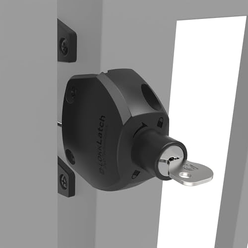 D&D Technologies LL3ABL LokkLatch Gate Latch with External Access Button, Key Lockable and Operates On Both Sides of The Gate, for Square Frame Post, Metal, Wood, Vinyl Fence Gates, Black
