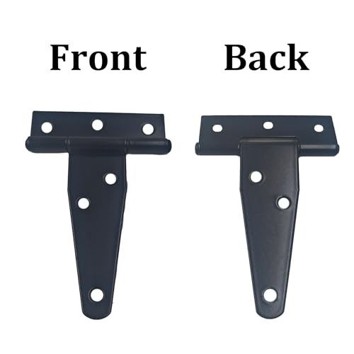 2PCS 4" Heavy Duty T-Strap Hinges, Black Rustic Iron Hinge, Rustproof Gate Tee Hinges for Outdoor Sheds, Barn Doors & Wood Fences-Thickness 1.8mm - size: 4 Inch