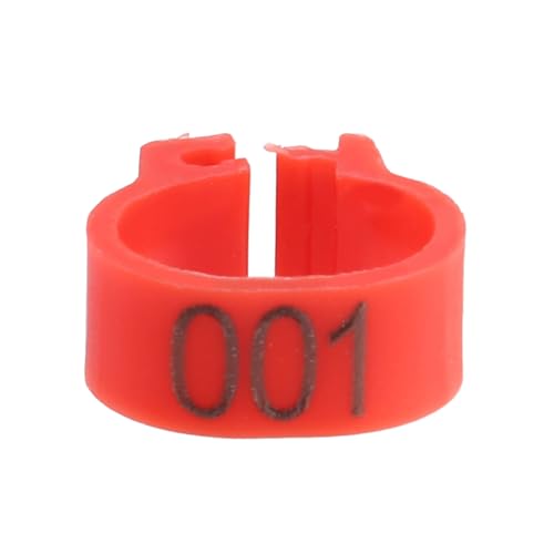 Chicken Leg Bands Duck Leg 100PCS Pigeon Bands Bird | 001 to 100 Numbered, Bird leg Bands, 8MM Diameter Pigeon Leg Ring, 5MM Height Reusable Marking Rings for Poultry (Red)