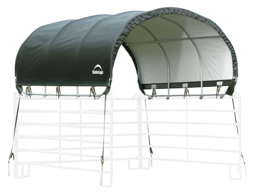ShelterLogic 10' x 10' Powder Coated Green Corral Shelter Livestock Shade