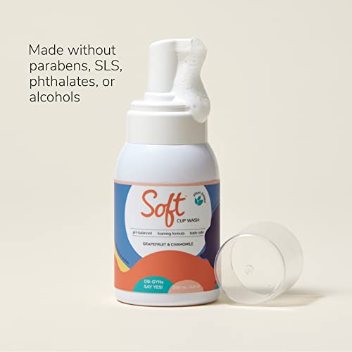 Soft Cup Wash | Menstrual Cup Cleanser for Silicone Period Cups | 6.8 oz | pH-Balanced | Feminine Wash | Body-Safe | Infused with Grapefruit and Chamomile