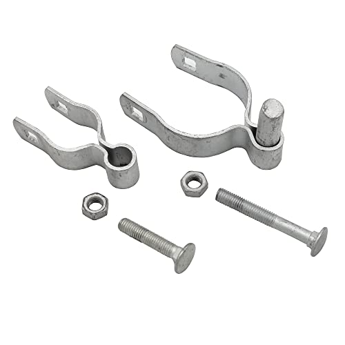 1-3/8" x 2-3/8" Chain Link Fence Gate Post Hinge, Heavy Duty Gate Hinges with 1-3/8" Female Hinges （2 Piece） and 2-3/8" Male Hinges （2 Piece）, Nut/Bolt Included, 3mm Thickness.