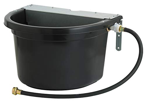 Little Giant® Automatic Animal Waterer | DuraMate Float Controlled Automatic Waterer for Livestock | Heavy Duty and Durable | Made in USA | 4 Gallon (Black, 4 Gallon) | Float-Controlled Auto-Refill, Attached 30 Inch Hose Connects to Outdoor Tap, Over-Fenc