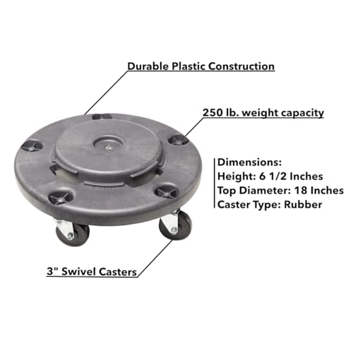 Feed and Seed Storage Container, 44 Gallon Black Round Commercial Trash Can with Lid and Dolly, Food Storage Plastic Bin, Use in Agricultural, Gardening, or Household - color: Black, size: 44 Gallon Container with Lid and Dolly