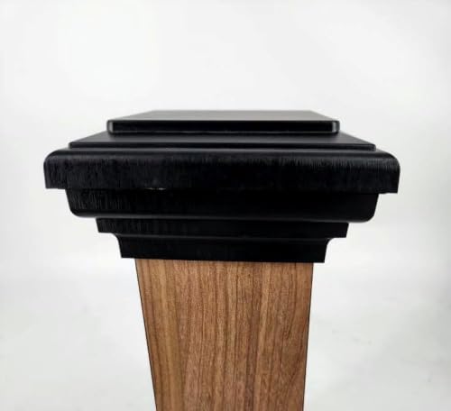 4x4 Black Flat Post Cap Most Common fits (3.5"x3.5" up to 3.75"x3.75") Pressure Treated Post. Newel Newport Top for Outdoor Fences, Mailboxes & Decks, UV Stable Polymer | UV stable polymer, American made, patented installation, corrosion resistant, weathe