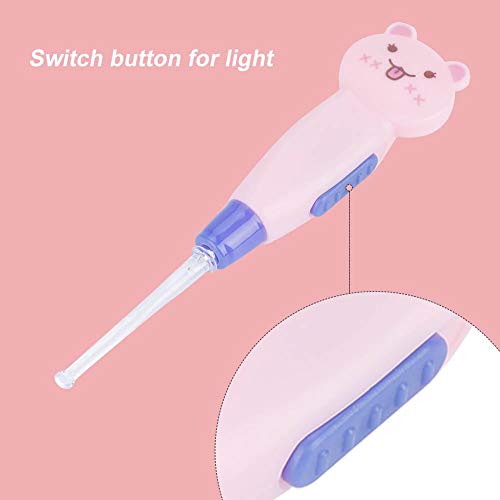 Fdit Cute Cartoon LED Flashlight Earpick with Scoop Tweezers Cleaner Care Tool(Cat)