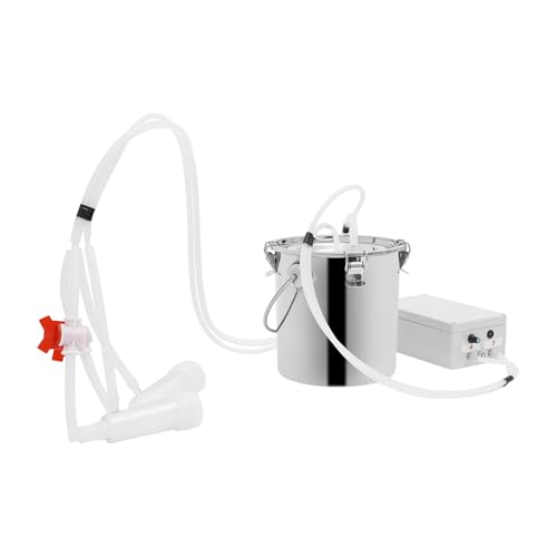 5L/1.3Gal Cow Milking Machine, 2-in-1 Electric Goat Milker Machine, Portable Pulse Vacuum Pump Milker with 304 Stainless Steel Buckets, Adjustable Suction Pulsation Vacuum (5L/ 1.3Gal) - size: 5L/ 1.3Gal