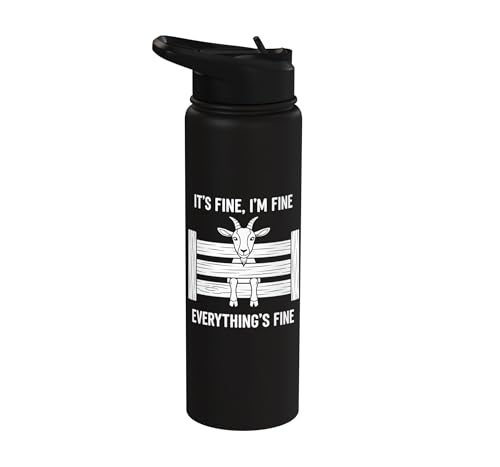 It's Fine I'm Fine Everything's Fine Goat Farm Mom Funny Kid Stainless Steel Insulated Water Bottle - color: Black