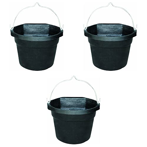 Farm Innovators FB-80R Rubber 3 Gallon Flat Back Heated Bucket with Metal Handle, Built in Thermostat, and Concealed Heating Element, 70 Watt (3 Pack) - color: 3 Gallon, size: 3 Pack