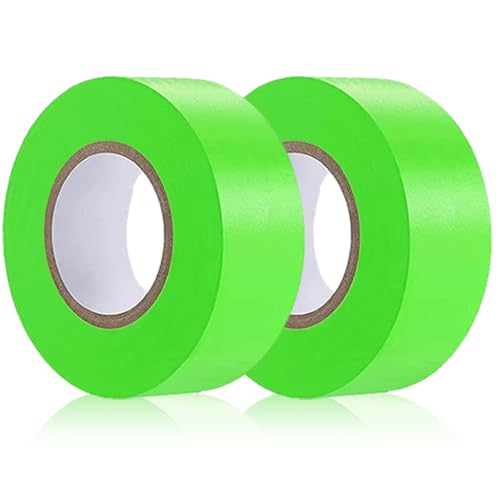 2 Pack Green Flagging Tape, Non-Adhesive, 1"*294ft | Plastic Ribbon Neon Marking Roll, Marking Tape for Tree Marking, Hunting, Boundaries and Hazardous Areas,Trail Marking - color: Green-2pcs