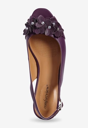 Comfortview Women's Wide Width The Rider Slingback - color: Eggplant, size: 8