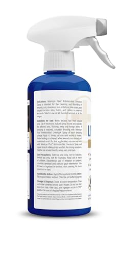 Vetericyn Plus Livestock Utility Spray | Wound Care Spray, Teat Spray, Dermal Cleanser, Safe, Non-Toxic and Antibiotic-Free Formula. 16 ounces